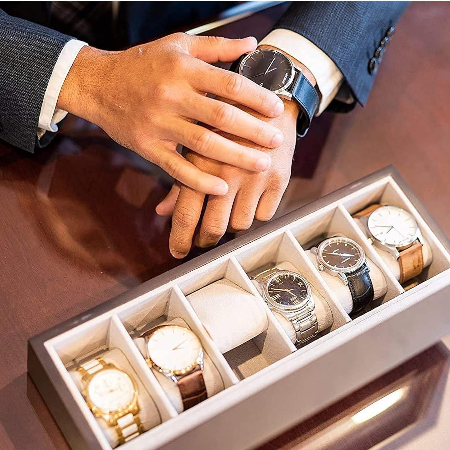 Wood Watch Box Organizer with Glass Display | Elegant Wooden Watch Storage Case for Men & Women