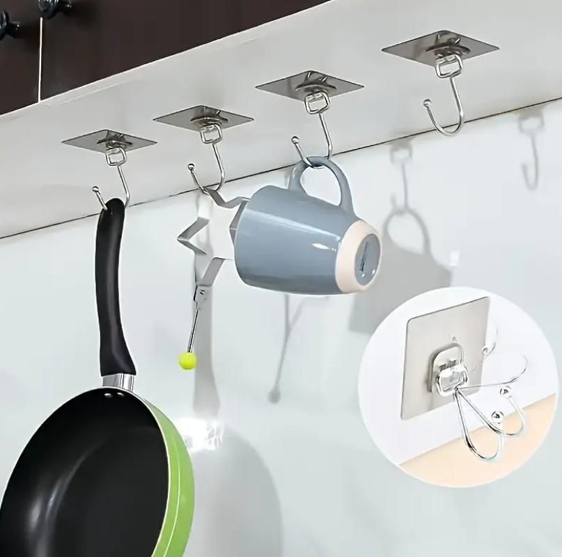 Golden Large Hooks for Hanging (Pack of 10) | Heavy-Duty Metal Wall Hooks for Home & Office Use